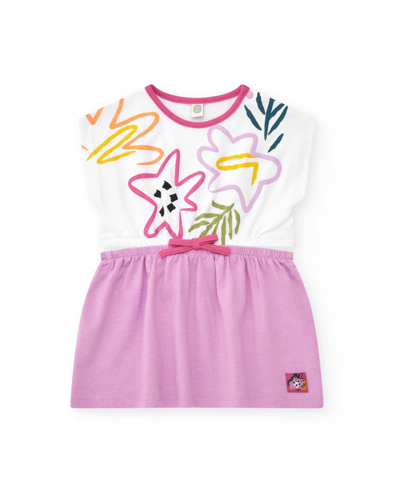 vestido-para-nina-con-top-blanco-floral-y-falda-lila-con-lazo